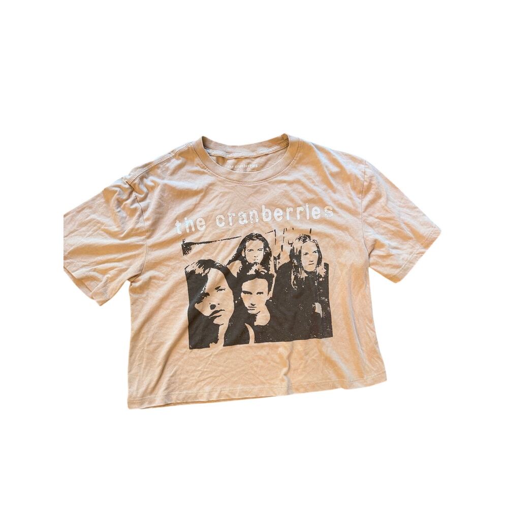 The Cranberries Band Graphic Cropped T-Shirt Beige Tan Size Small